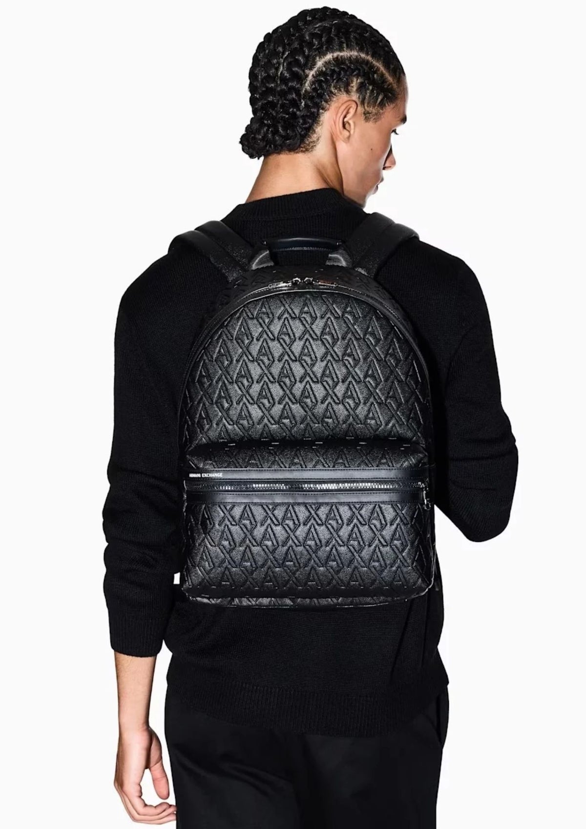 Zaino con motivo in rilievo e tasca frontale con zip Nero XM000237 AF12133 UC001 ARMANI EXCHANGE