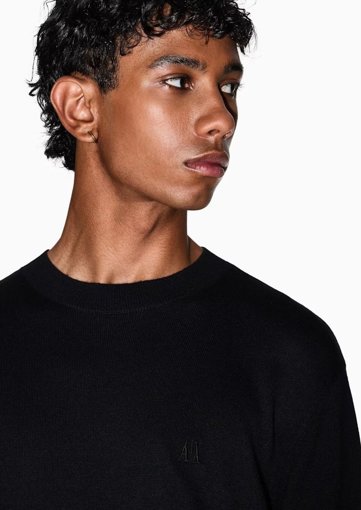 Maglione girocollo con logo in cotone viscosa e seta Icon Nero XM000338 AF12291 UC001 ARMANI EXCHANGE