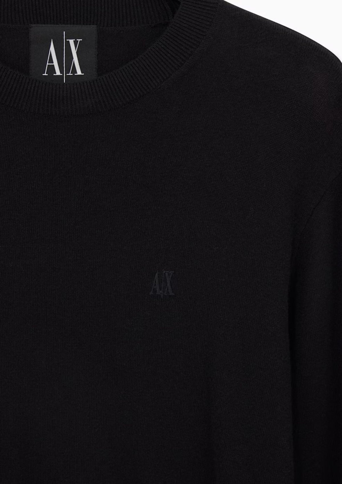 Maglione girocollo con logo in cotone viscosa e seta Icon Nero XM000338 AF12291 UC001 ARMANI EXCHANGE