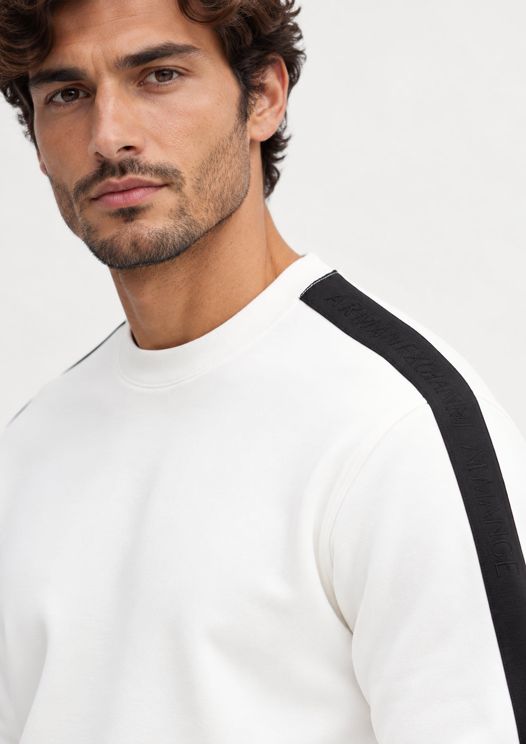 Felpa con logo girocollo in misto cotone Bianca XM001296 AF10818 U0009 ARMANI EXCHANGE