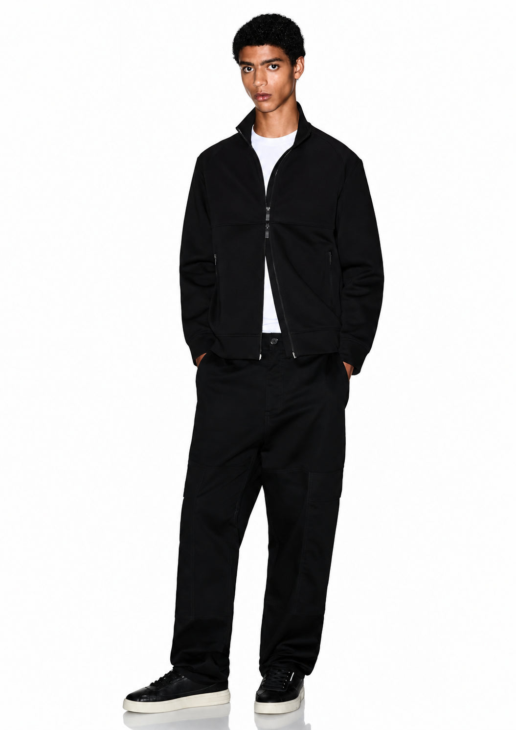 Giubbino full zip in cotone con collo alto Essential Nera XM001564 AF10818 UC001 ARMANI EXCHANGE