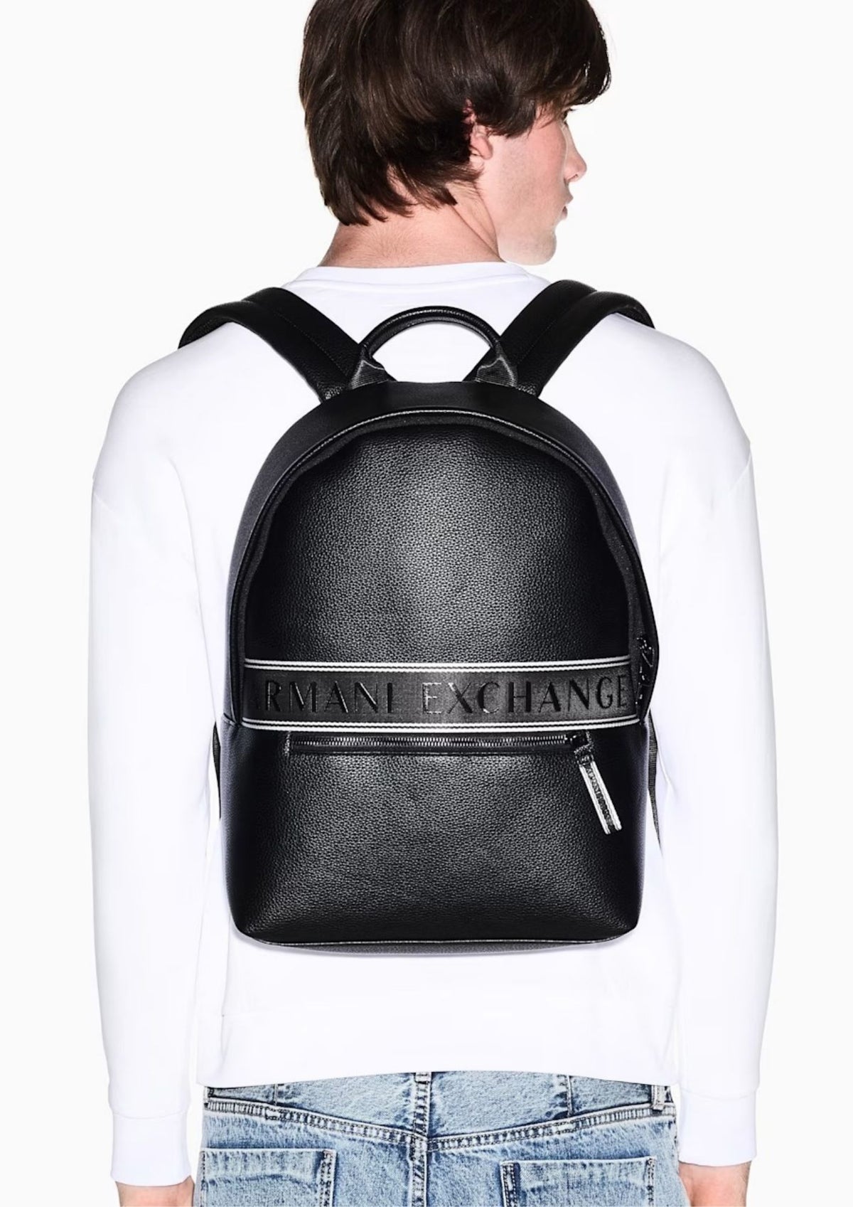 Zaino con logo a rilievo e tasca frontale con zip Nero XM002609 AF22662 UC001 ARMANI EXCHANGE