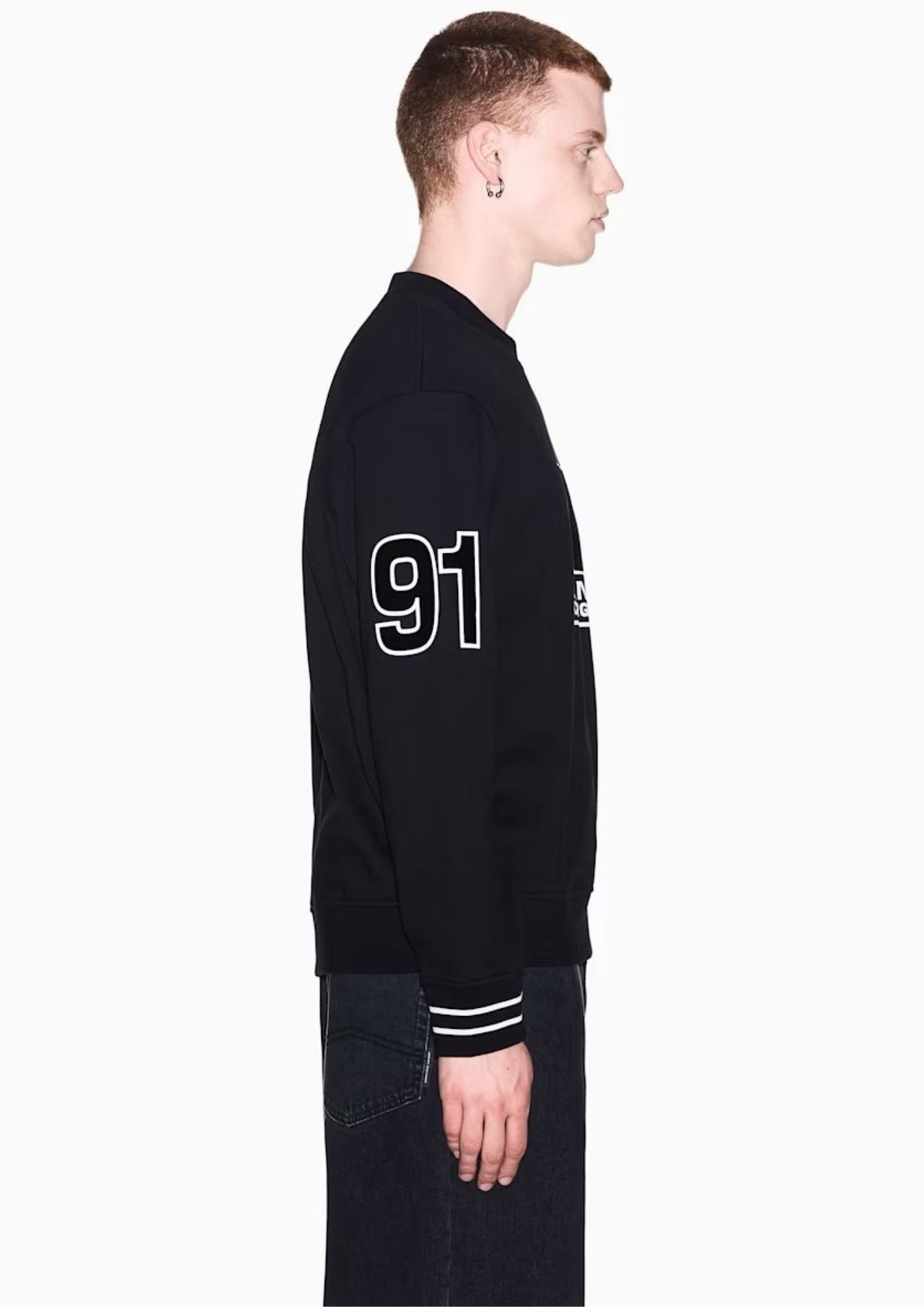 Felpa vestibilità regular in tessuto french terry di cotone Nera XM002799 AF20934 UC001 ARMANI EXCHANGE