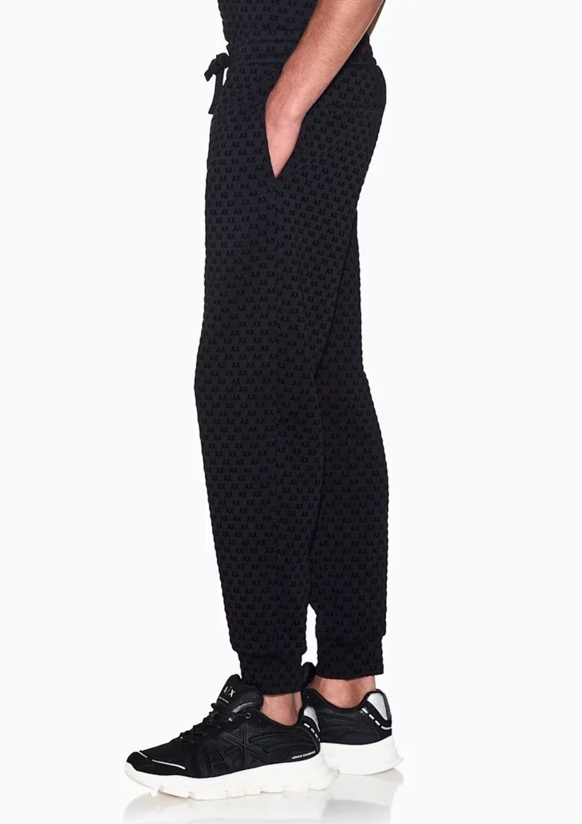 Pantaloni joggers in jersey con logo all over Nero XM002904 AF10818 UC001 ARMANI EXCHANGE