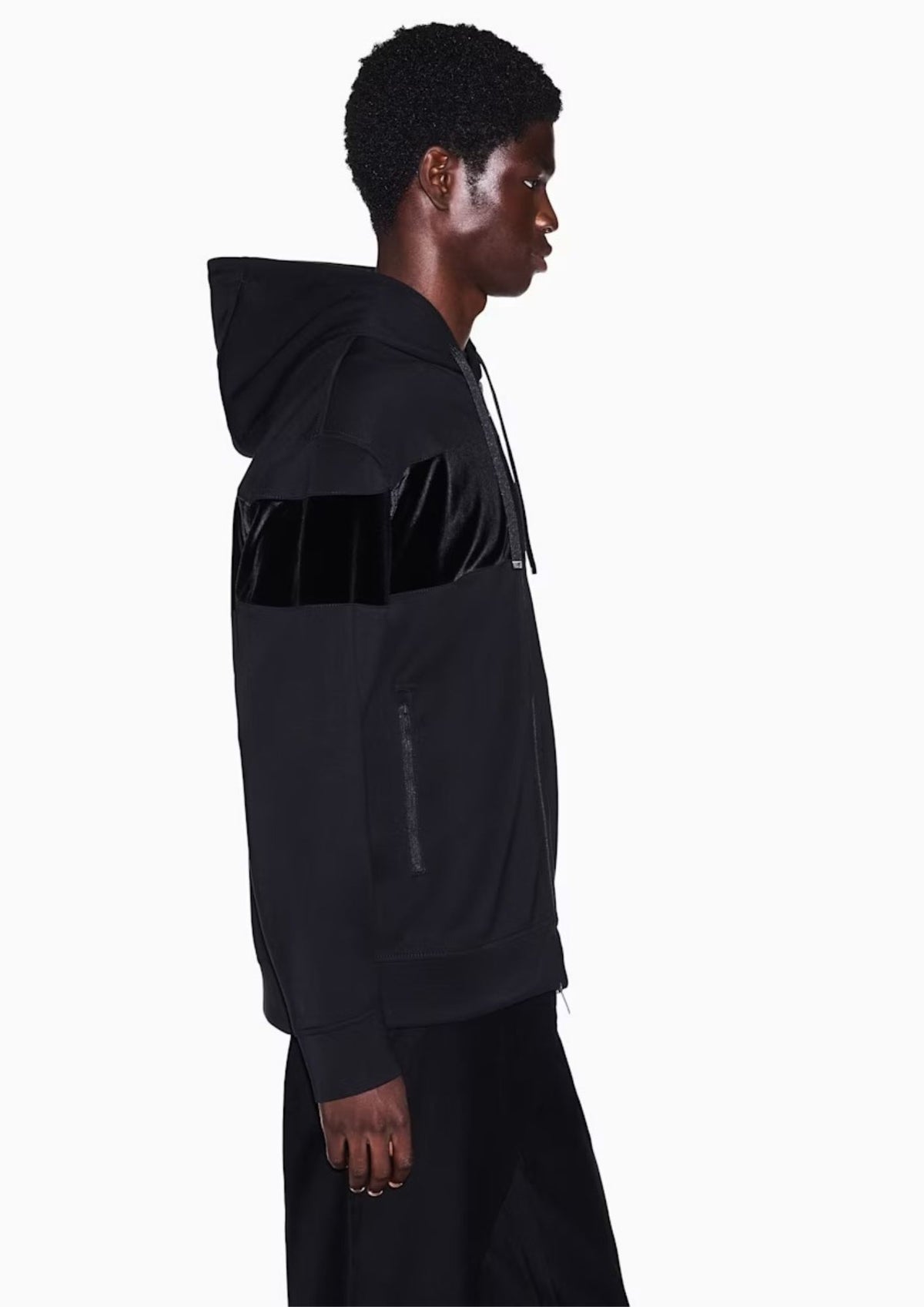 Felpa in modal stretch con cappuccio e banda in velluto Nera XM002923 AF19936 UC001 ARMANI EXCHANGE