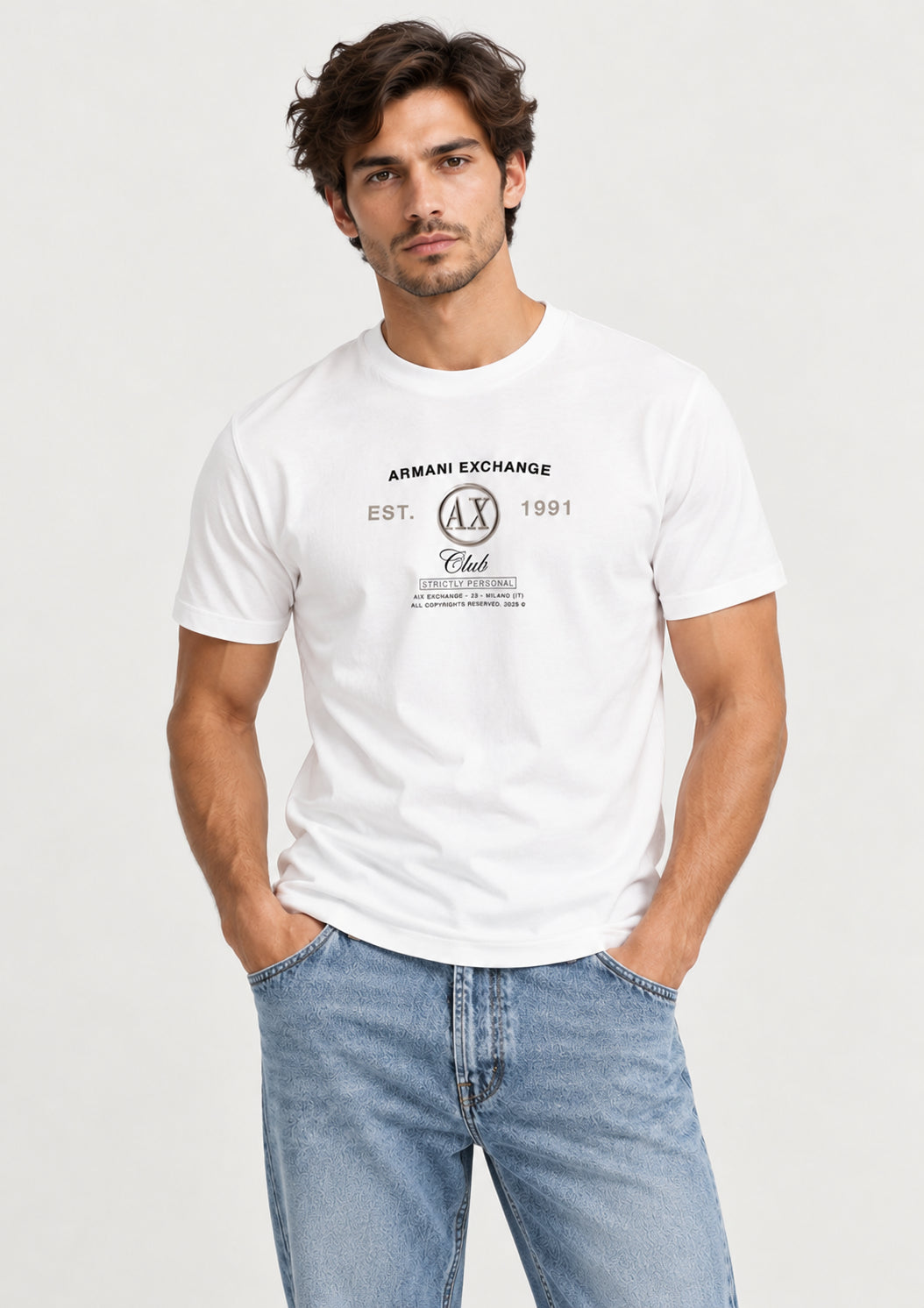 T-shirt vestibilità regular in jersey di cotone Bianca XM003067 AF10358 U0009 ARMANI EXCHANGE