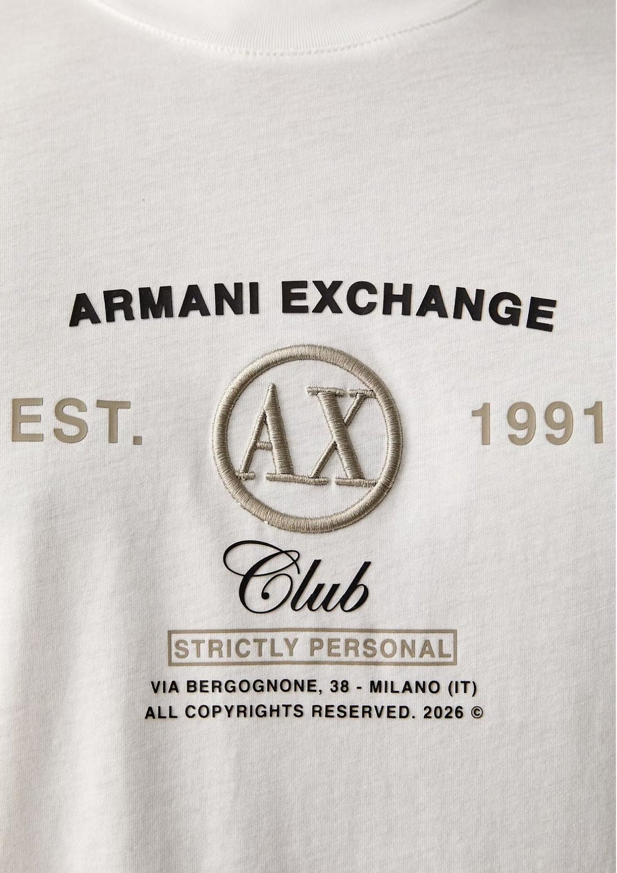 T-shirt vestibilità regular in jersey di cotone Bianca XM003067 AF10358 U0009 ARMANI EXCHANGE