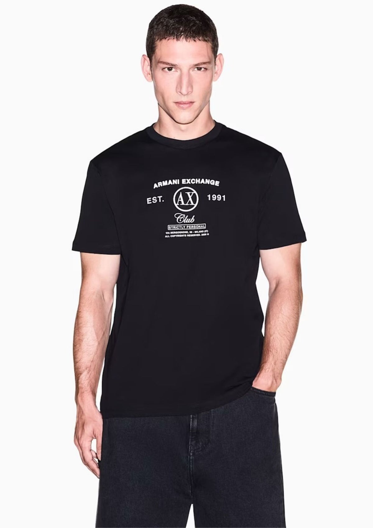 T-shirt vestibilità regular in jersey di cotone Nera XM003067 AF10358 UC001 ARMANI EXCHANGE