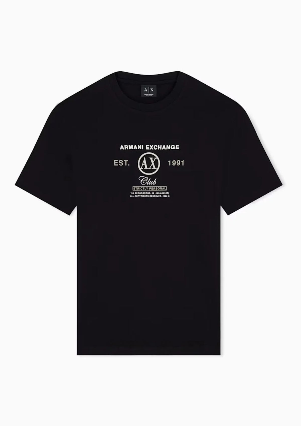 T-shirt vestibilità regular in jersey di cotone Nera XM003067 AF10358 UC001 ARMANI EXCHANGE