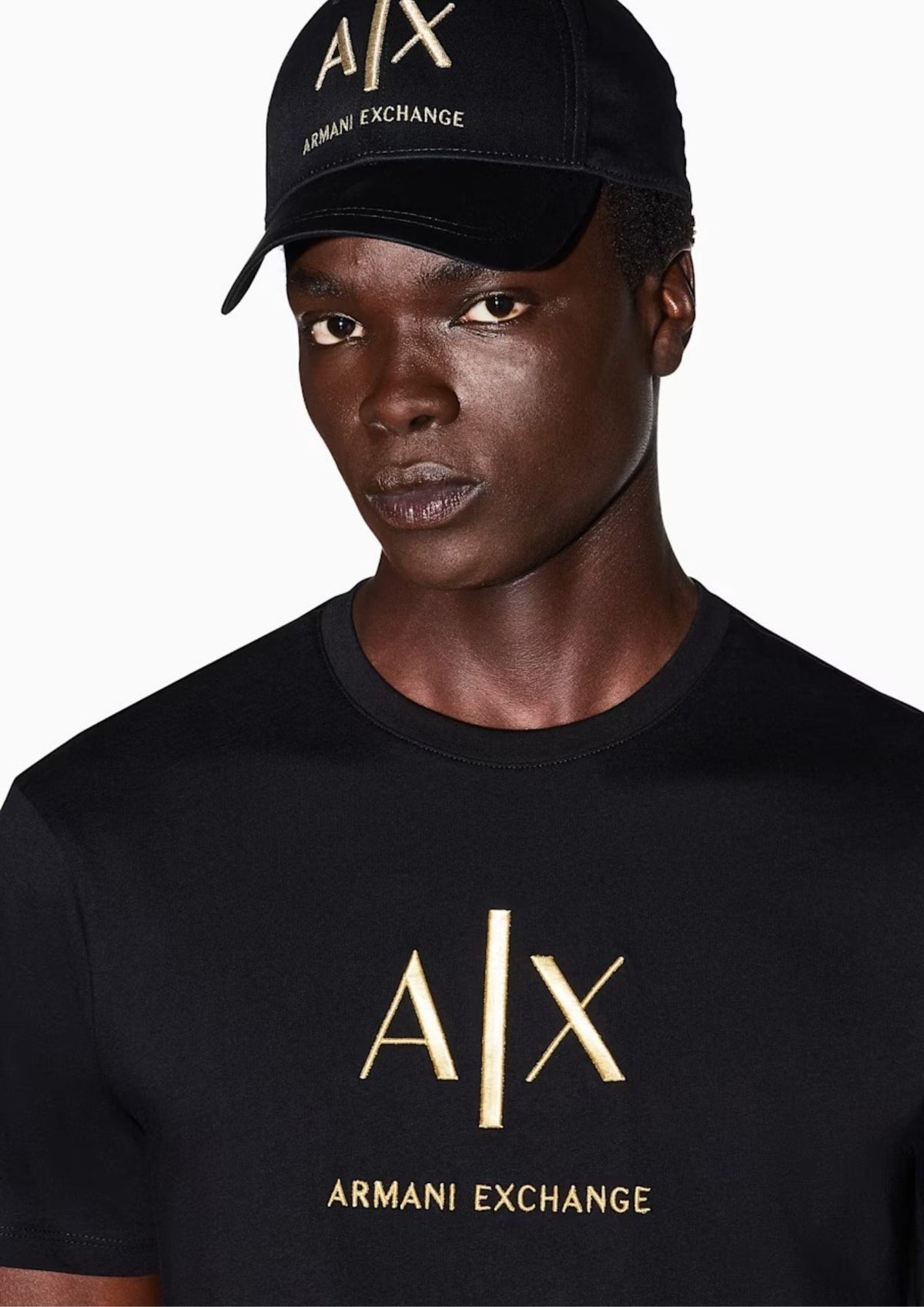 T-shirt slim Black and Gold in cotone con logo Nera XM003114 AF10356 UC001 ARMANI EXCHANGE