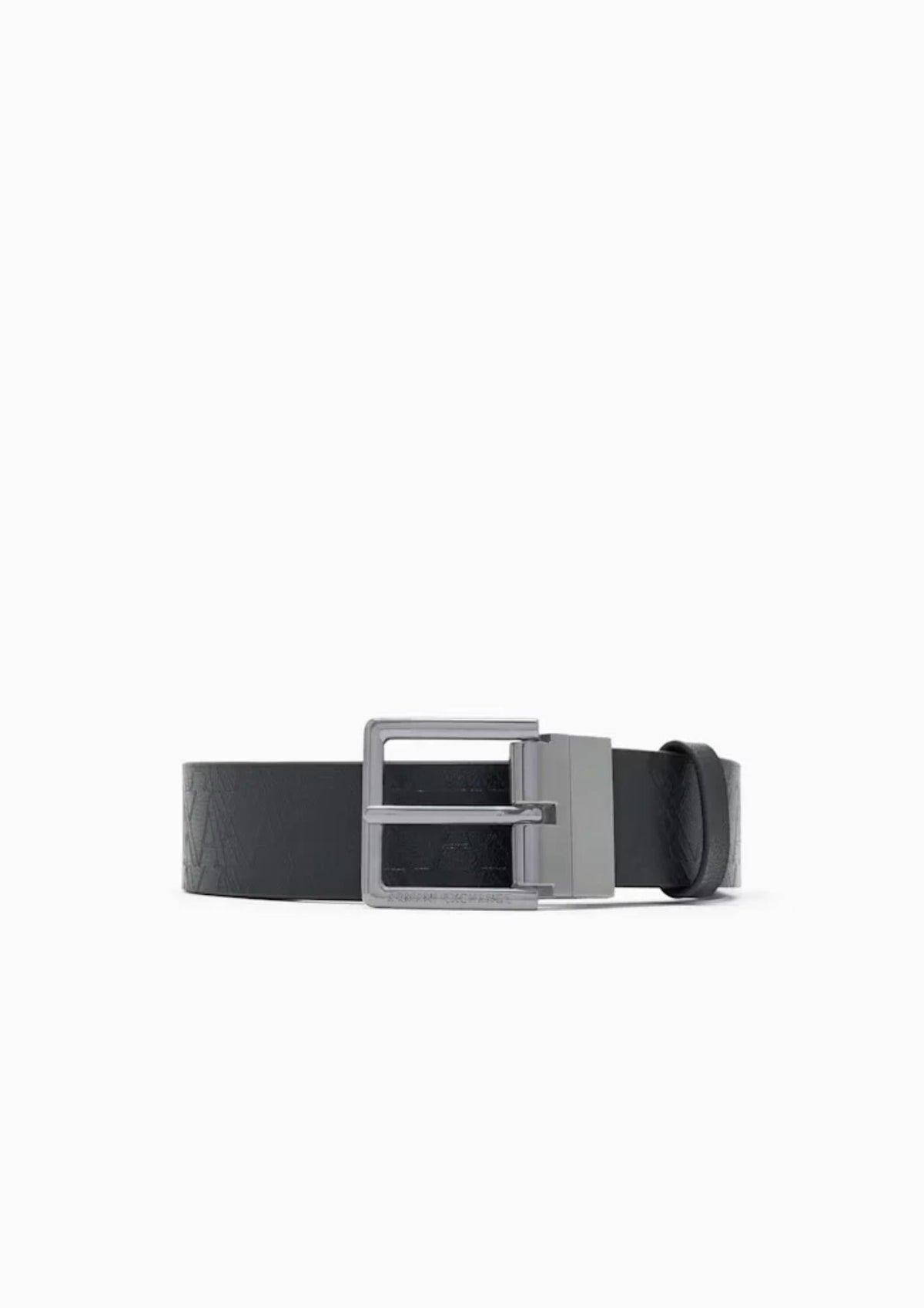 Cintura regolabile in pelle con fibbia logata Nera XM003371 AF26729 MC043 ARMANI EXCHANGE