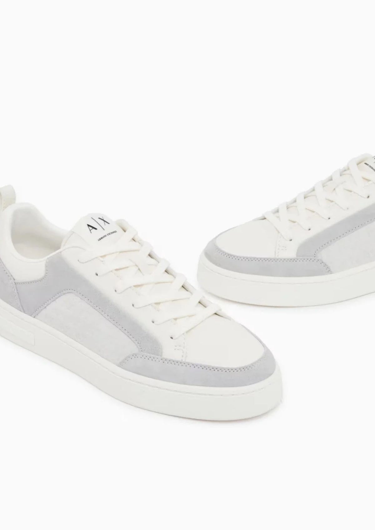 Sneakers in pelle con inserti in camoscio e motivo logo Bianche XM003388 AF27475 U0003 ARMANI EXCHANGE