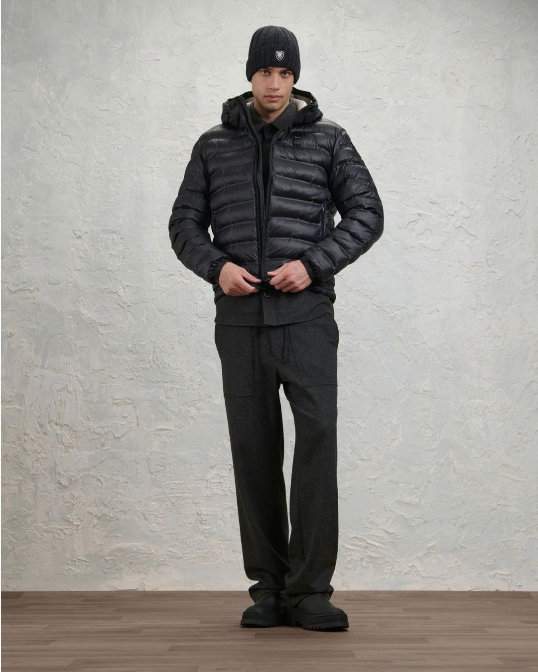 Giubbino Corto Imbottito Ovatta Termica Charles Nero Int. Grigio Nebbia BLUC02218 7284 999EB BLAUER