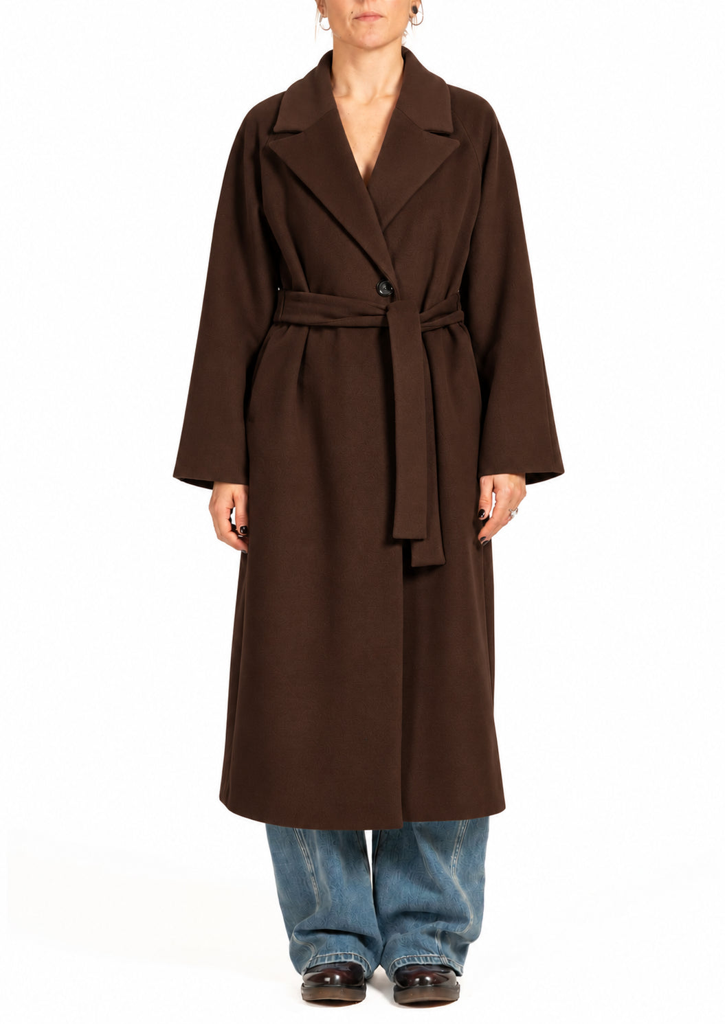 Cappotto donna lungo con cintura Cioccolato 0030R000527N 32 DIANA GALLESI
