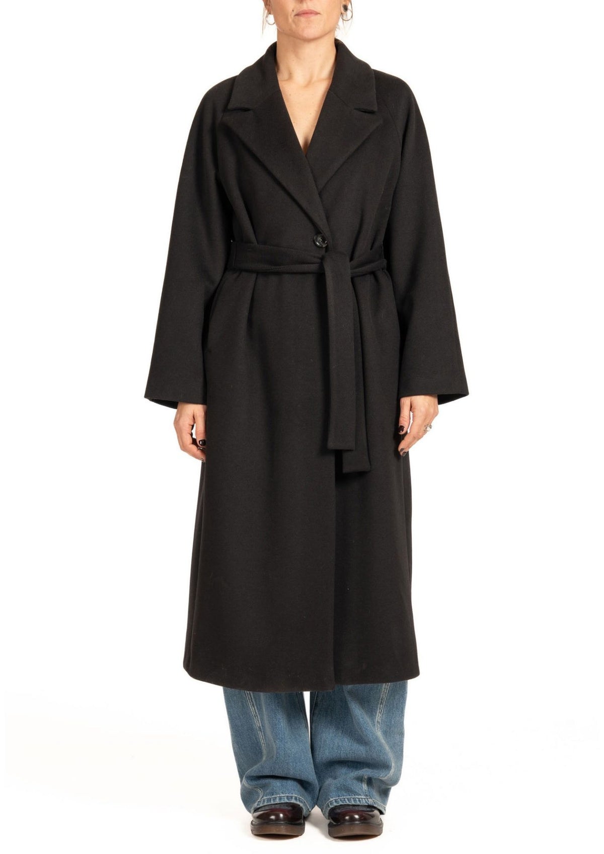 Cappotto donna lungo con cintura Nero 0030R000527N 33 DIANA GALLESI