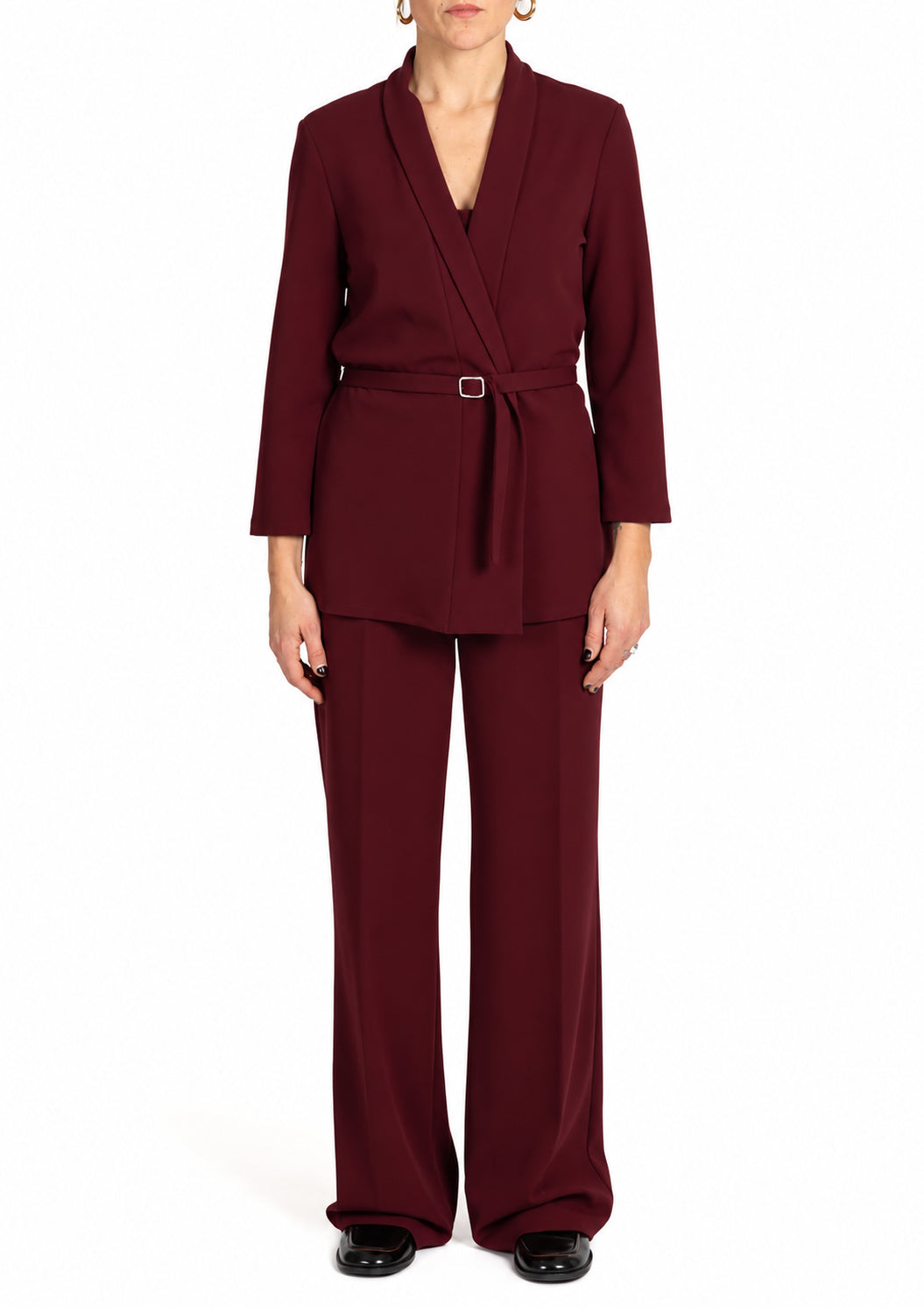 Tailleur Donna con Giacca a Portafoglio e Pantaloni a Palazzo Burgundi 4J45R000048N 29 DIANA GALLESI