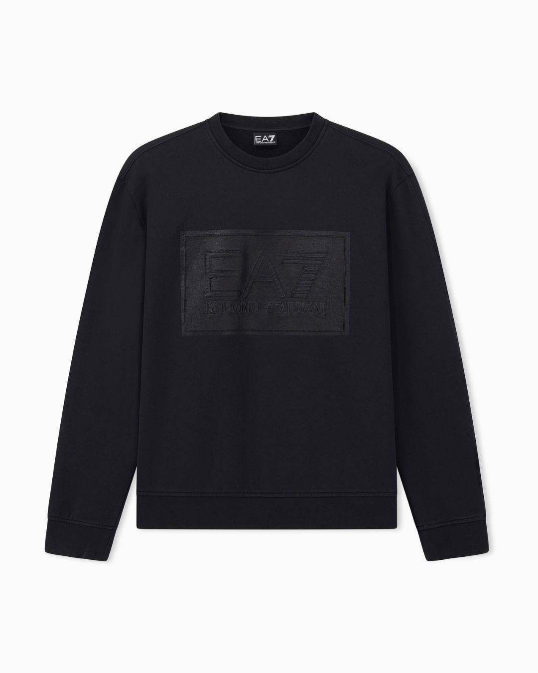Felpa over black & white in cotone con logo a rilievo Nero 7M002108 AF27201 UC001 EA7 EMPORIO ARMANI