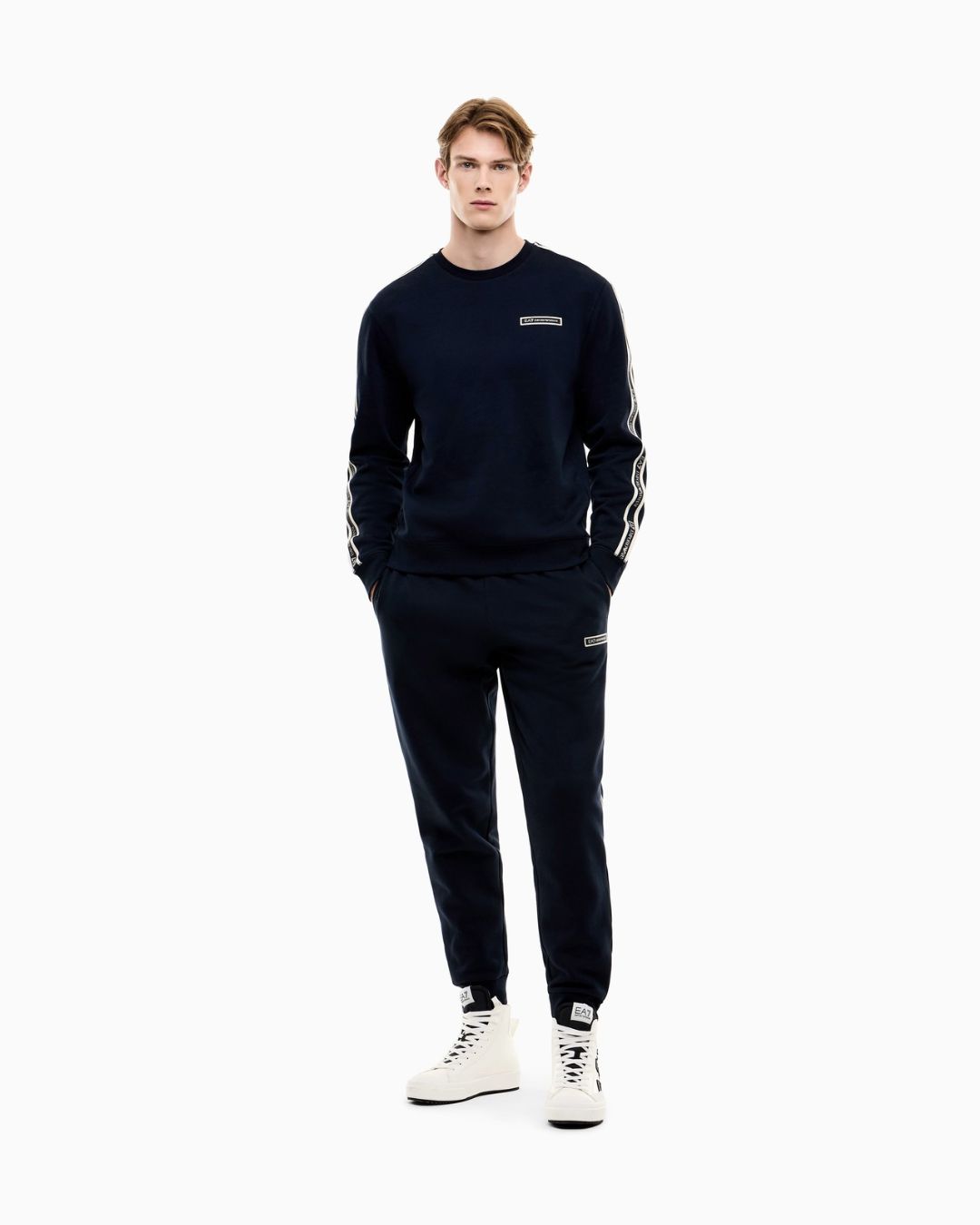 Felpa Logo Series regular in jersey Blu Navy 7M002195 AF10377 UB102 EA7 EMPORIO ARMANI