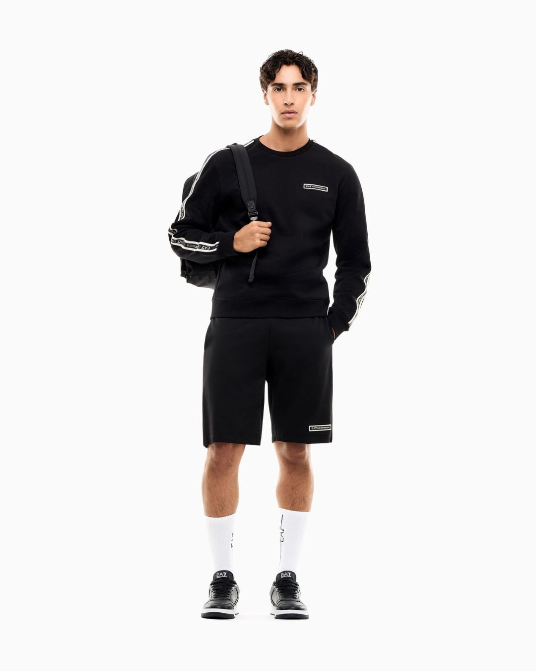 Felpa Logo Series regular in jersey Nero 7M002195 AF10377 UC001 EA7 EMPORIO ARMANI