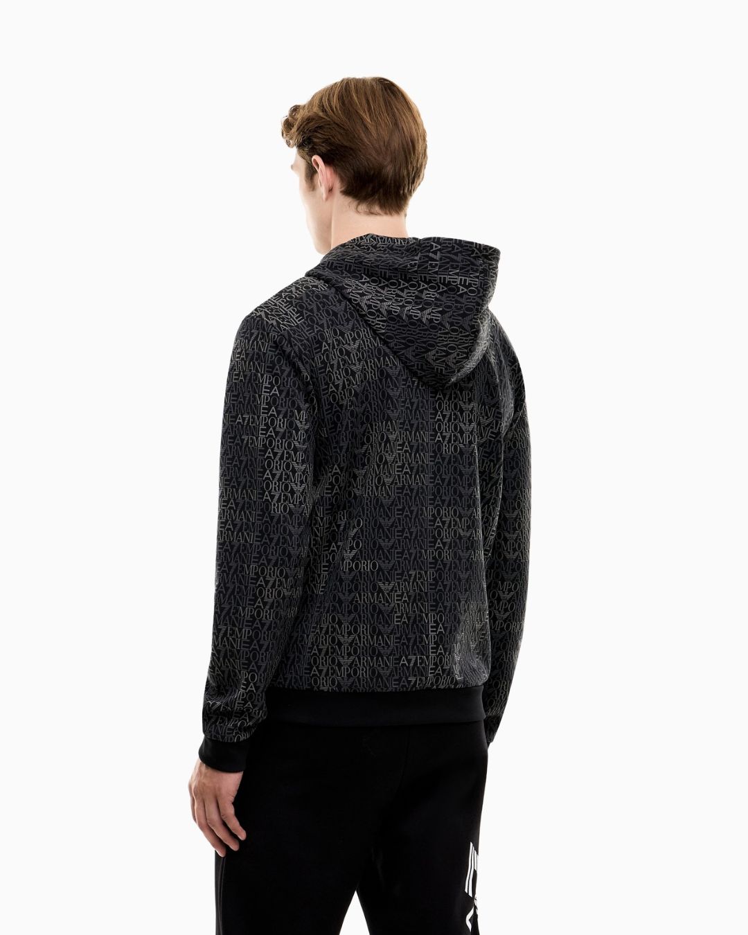 Felpa Logo Series full zip con cappuccio in misto cotone Nero 7M002206 AF12660 FC099 EA7 EMPORIO ARMANI