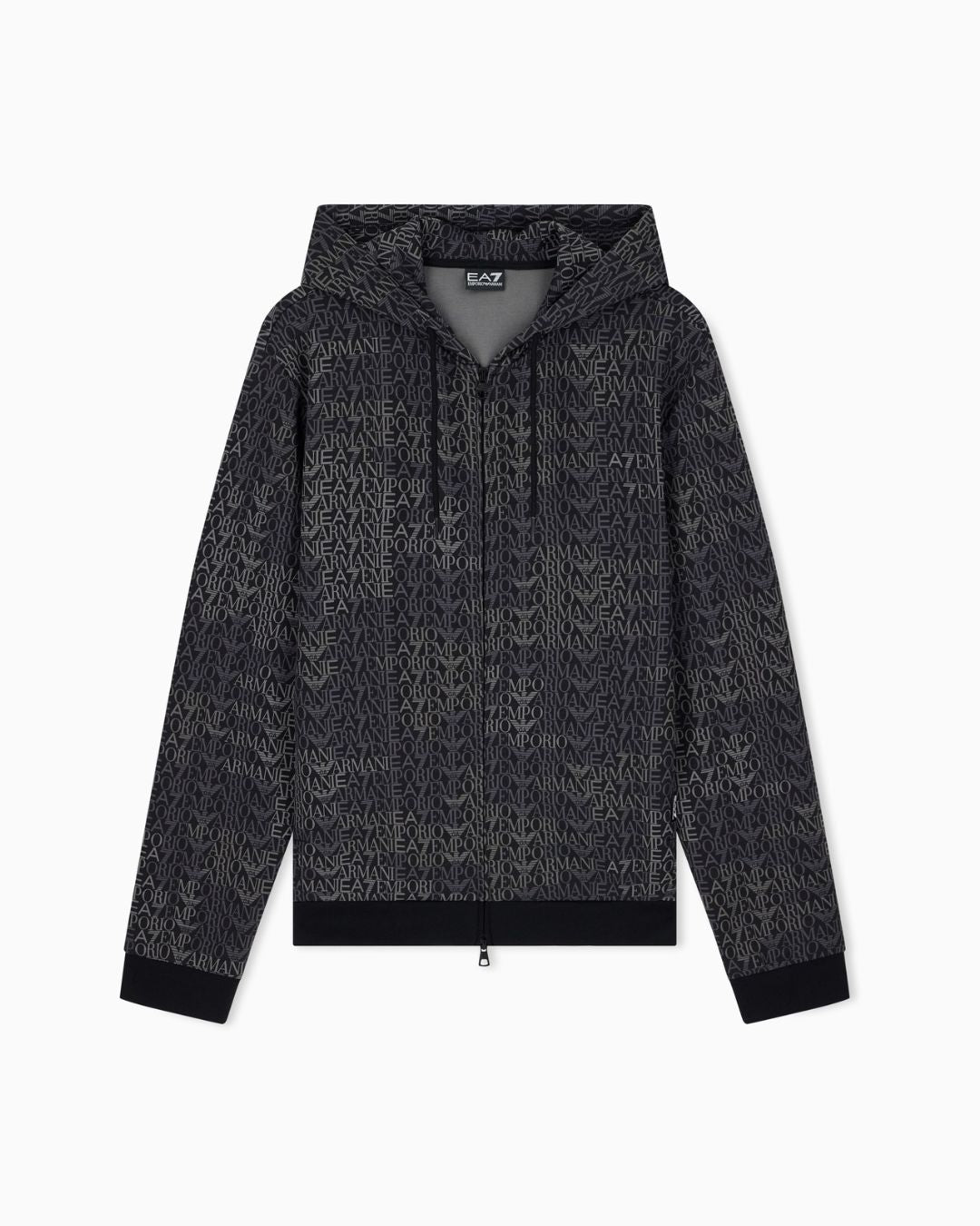 Felpa Logo Series full zip con cappuccio in misto cotone Nero 7M002206 AF12660 FC099 EA7 EMPORIO ARMANI