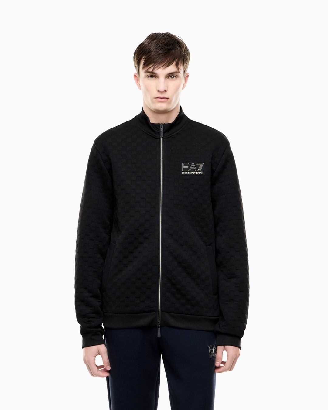 Felpa Premium Label fullzip in jersey con dettagli in maglia Nero 7M002246 AF26241 UC001 EA7 EMPORIO ARMANI