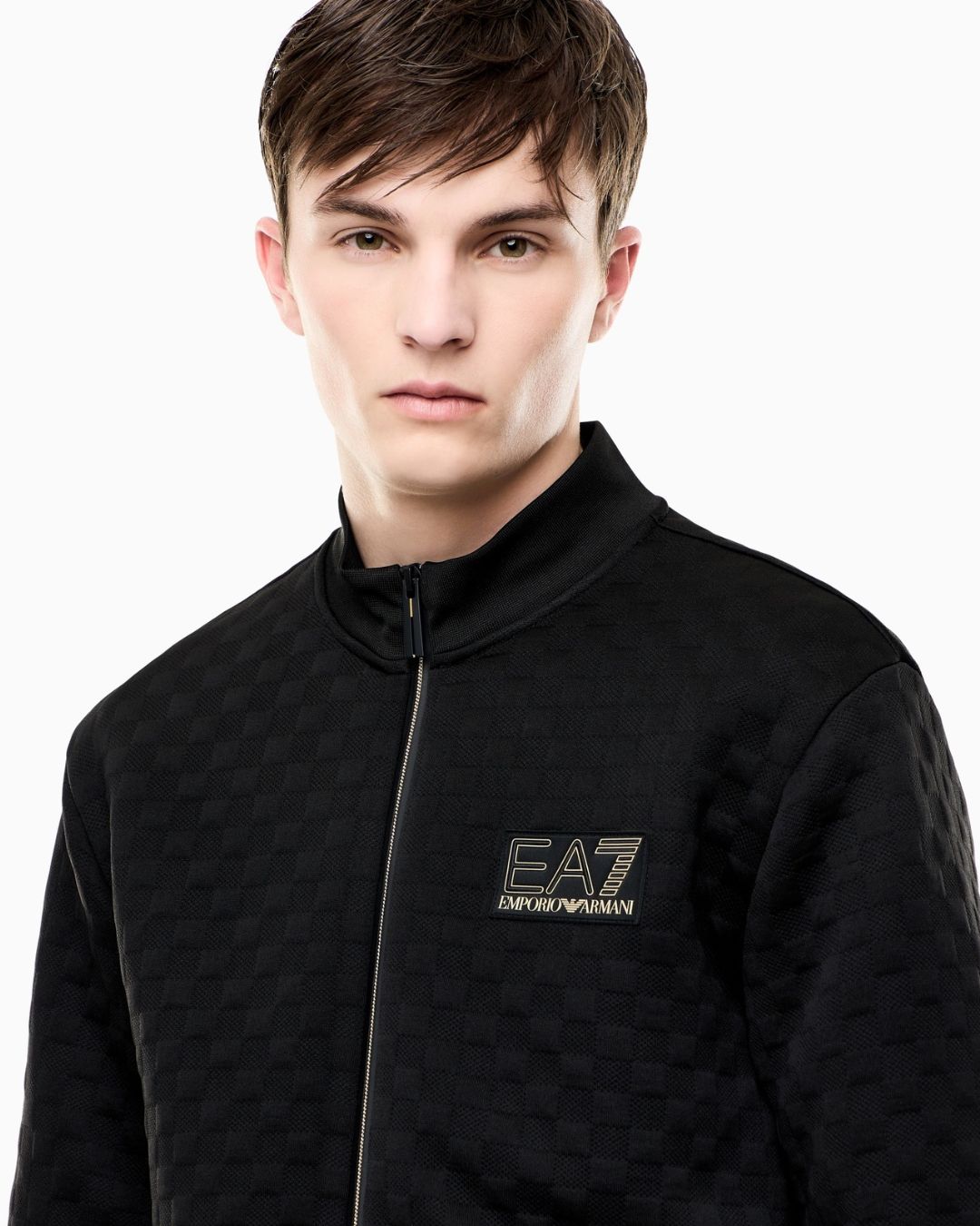 Felpa Premium Label fullzip in jersey con dettagli in maglia Nero 7M002246 AF26241 UC001 EA7 EMPORIO ARMANI