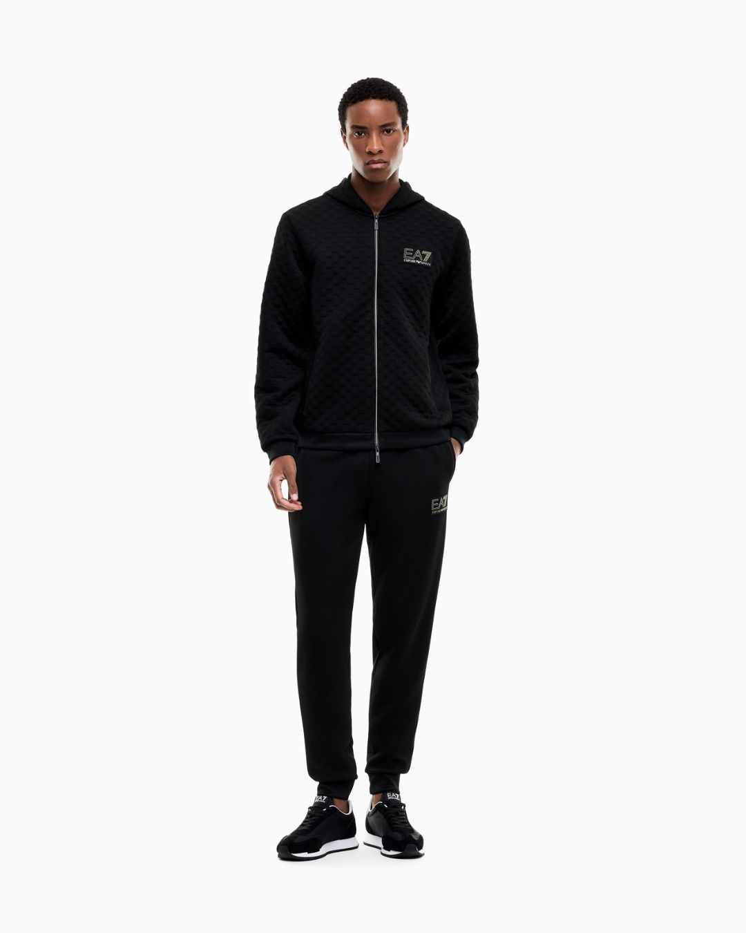 Felpa Premium Label con cappuccio e zip intera Nero 7M002247 AF26241 UC001 EA7 EMPORIO ARMANI