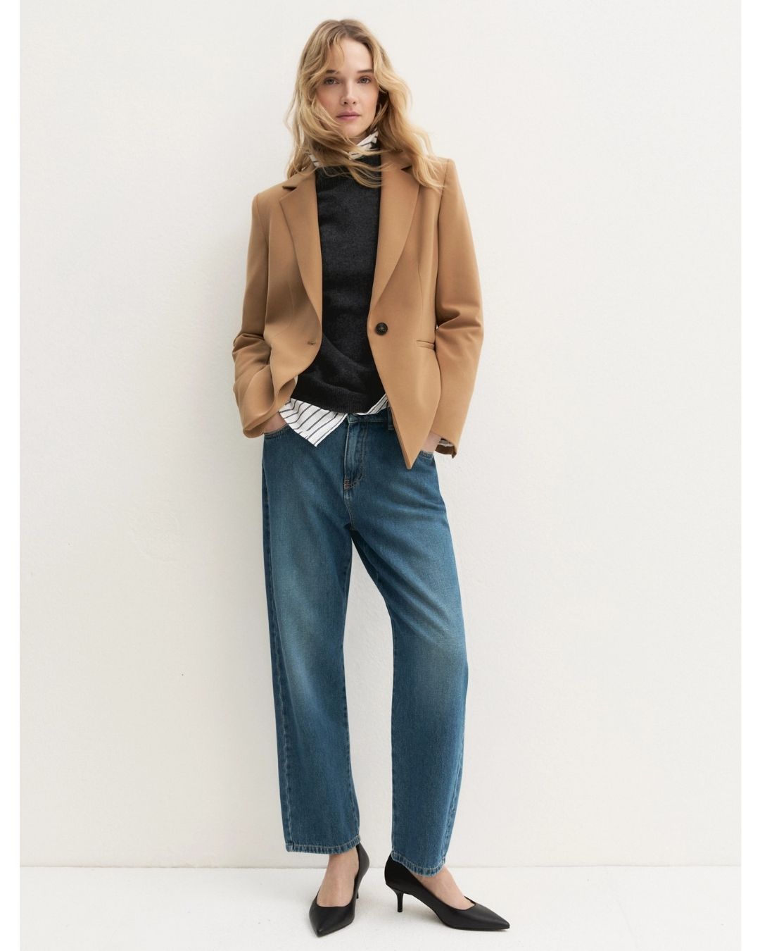 Blazer semiaderente in twill stretch Emmbriosa Cammello 2625046131200 001 EMME MARELLA