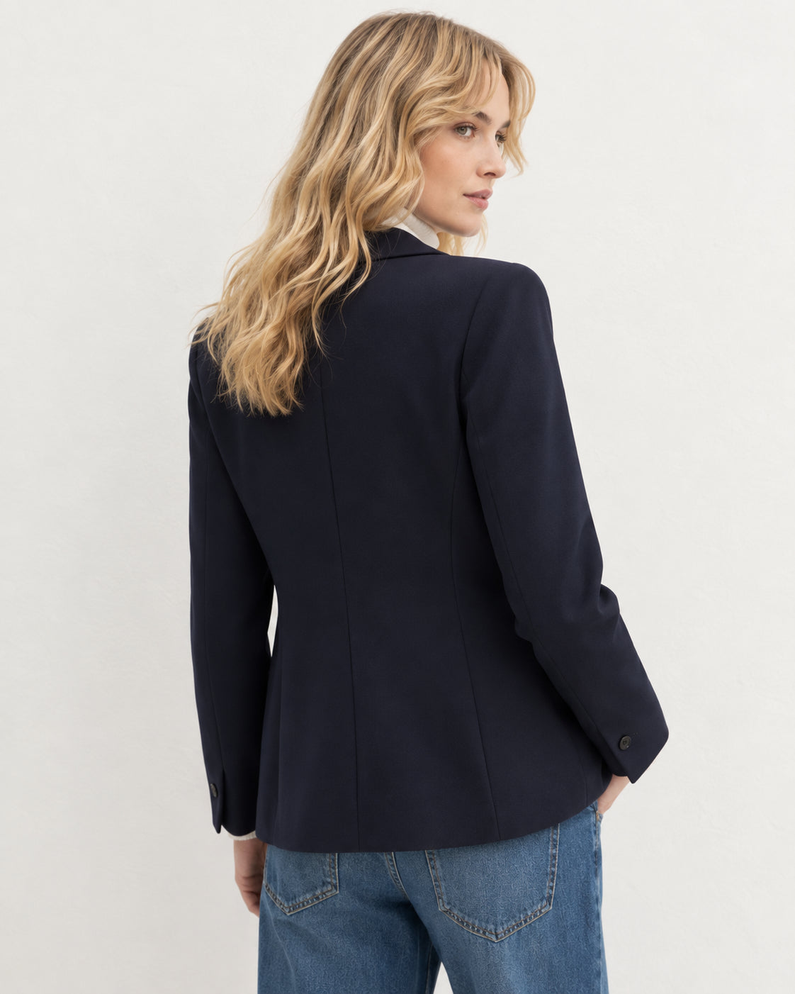 Blazer semiaderente in twill stretch Emmbriose Blu Navy 2625046131200 005 EMME MARELLA