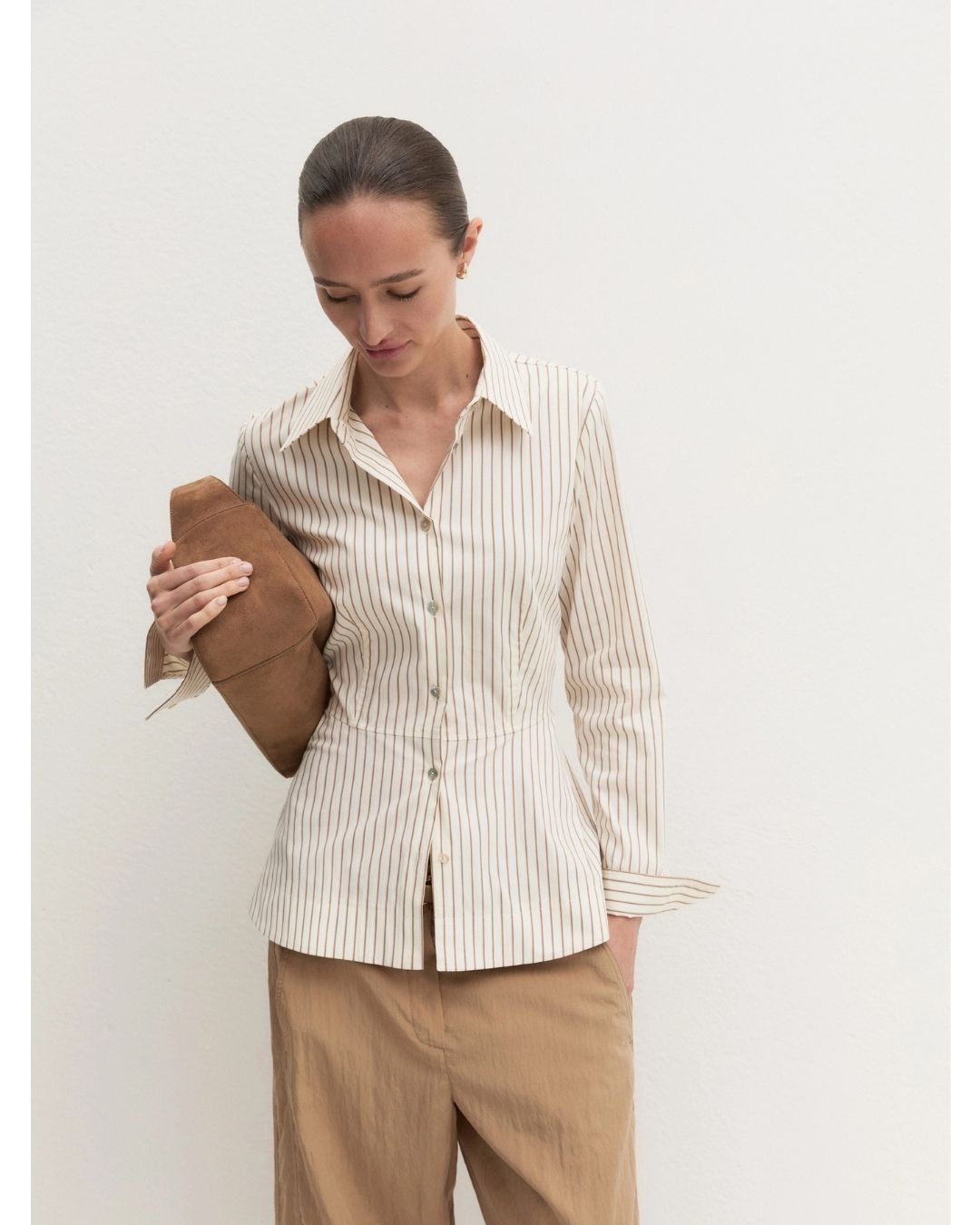 Camicia in popeline con taglio in vita Emmode Bianco lana 2625116014200 001 EMME MARELLA