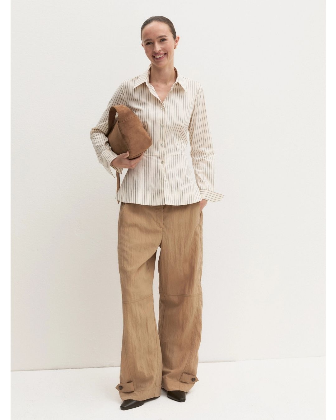 Camicia in popeline con taglio in vita Emmode Bianco lana 2625116014200 001 EMME MARELLA