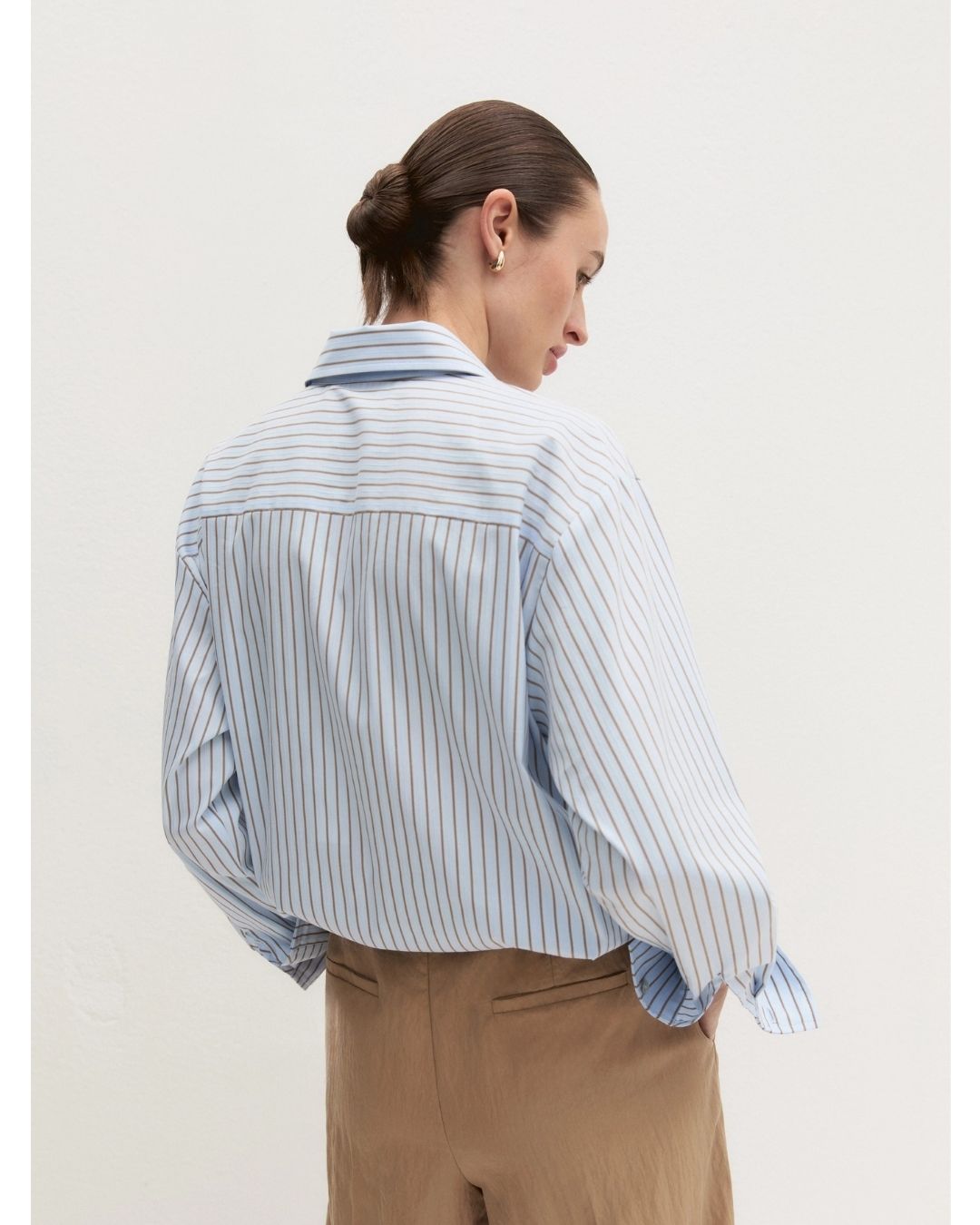 Camicia balloon in popeline stretch Emmchiffon Azzurro 2625116024200 002 EMME MARELLA