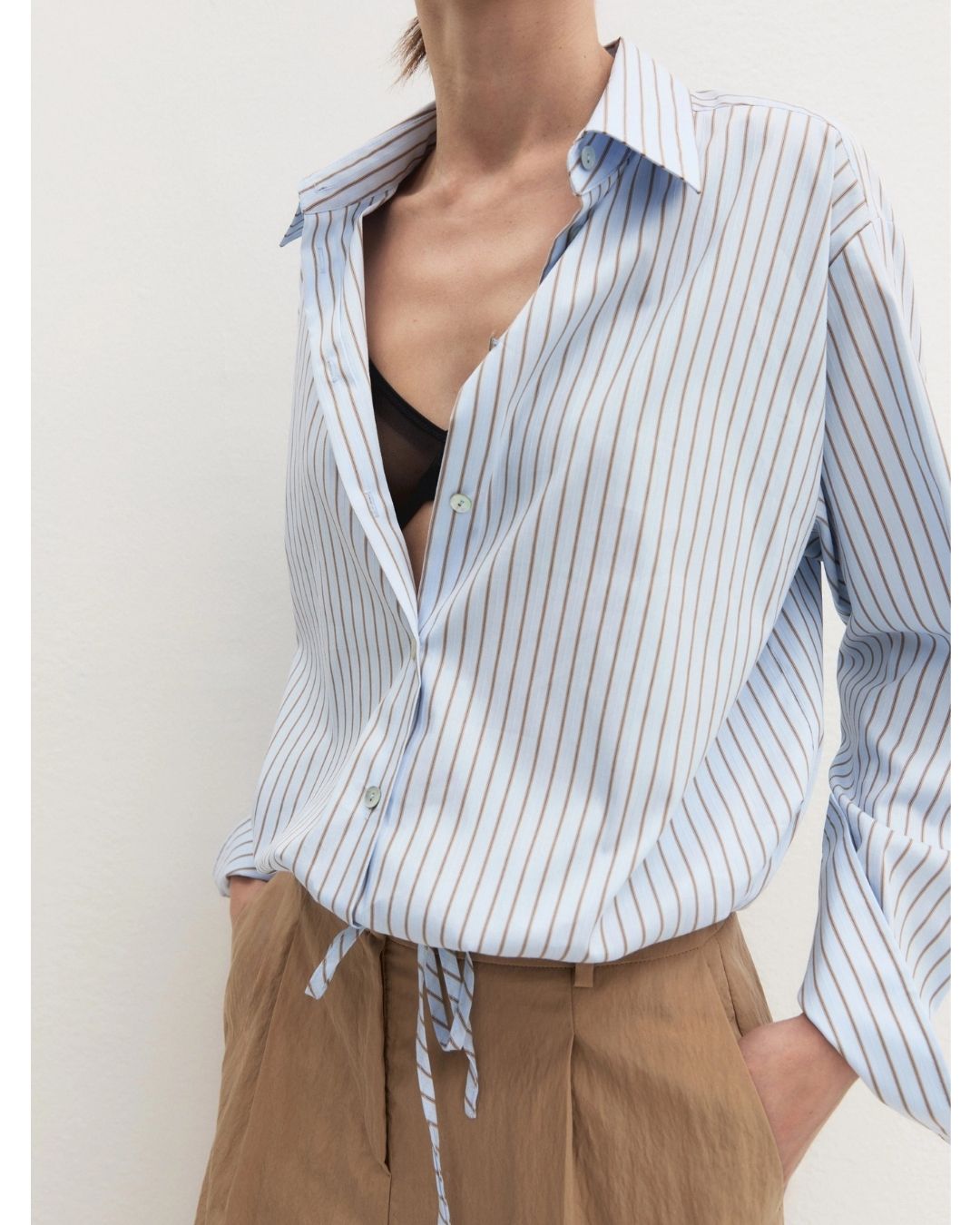 Camicia balloon in popeline stretch Emmchiffon Azzurro 2625116024200 002 EMME MARELLA