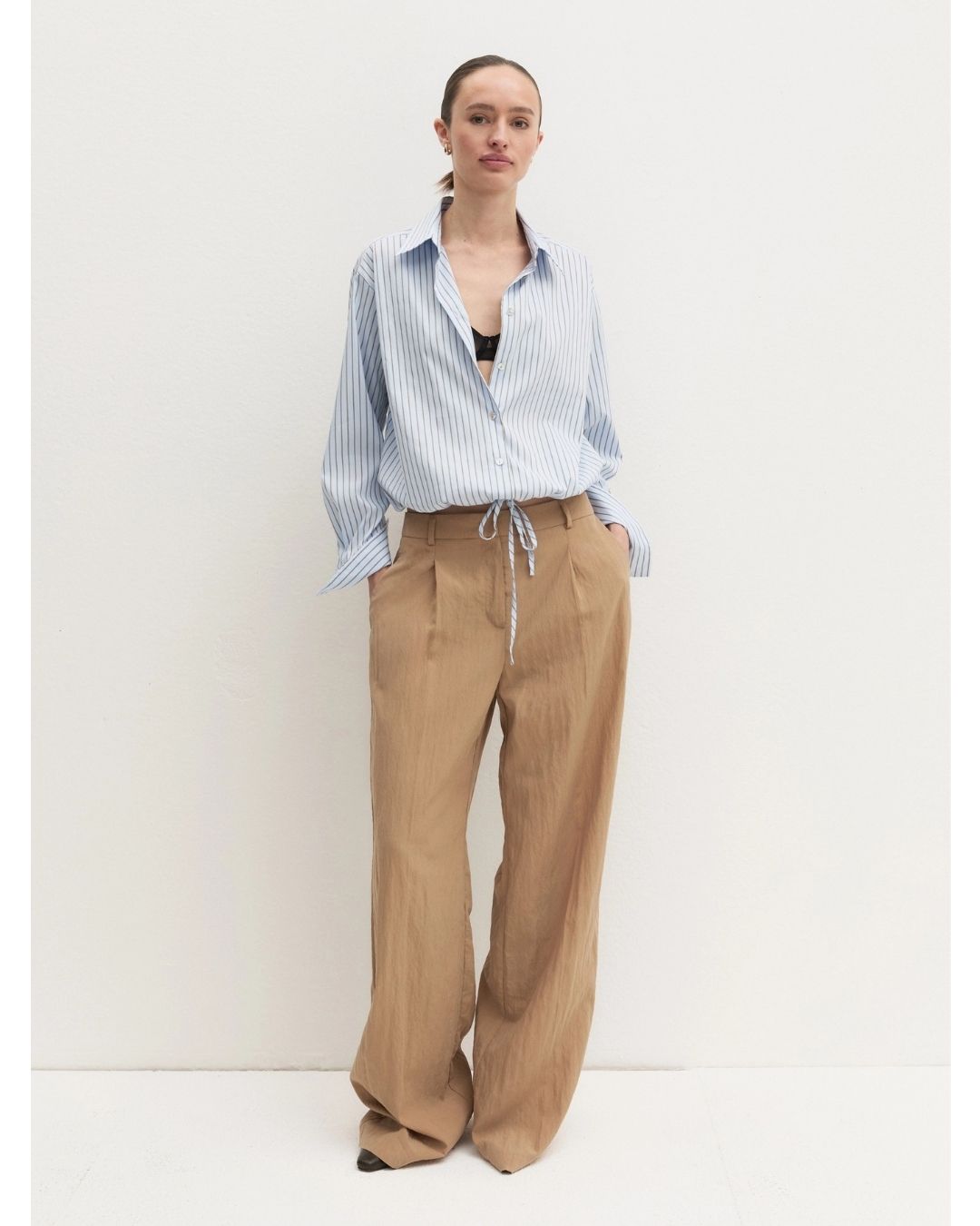 Camicia balloon in popeline stretch Emmchiffon Azzurro 2625116024200 002 EMME MARELLA
