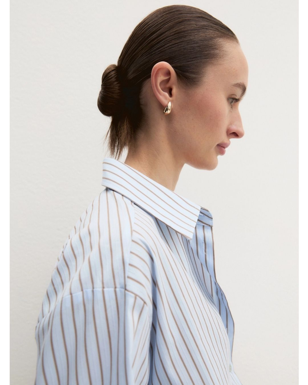 Camicia balloon in popeline stretch Emmchiffon Azzurro 2625116024200 002 EMME MARELLA