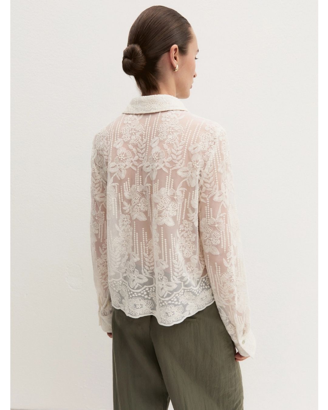 Camicia cropped in tulle ricamato Emmcosetta Bianco lana 2625116044200 001 EMME MARELLA