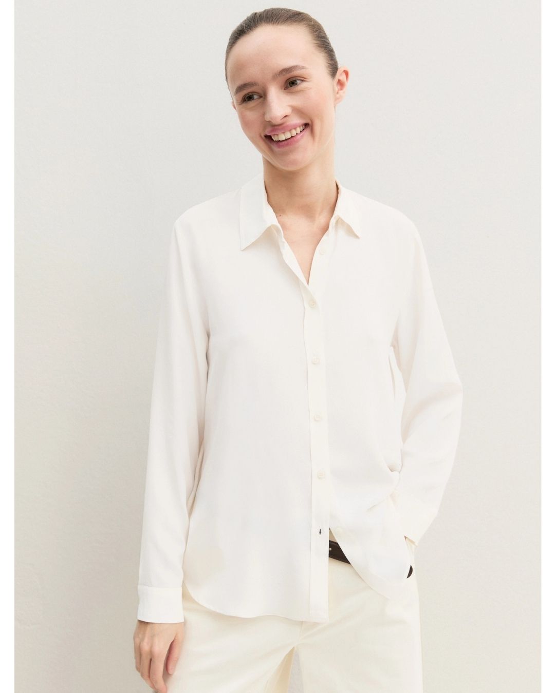 Camicia dritta in misto seta Emmvisone Bianco lana 2625116051200 001 EMME MARELLA