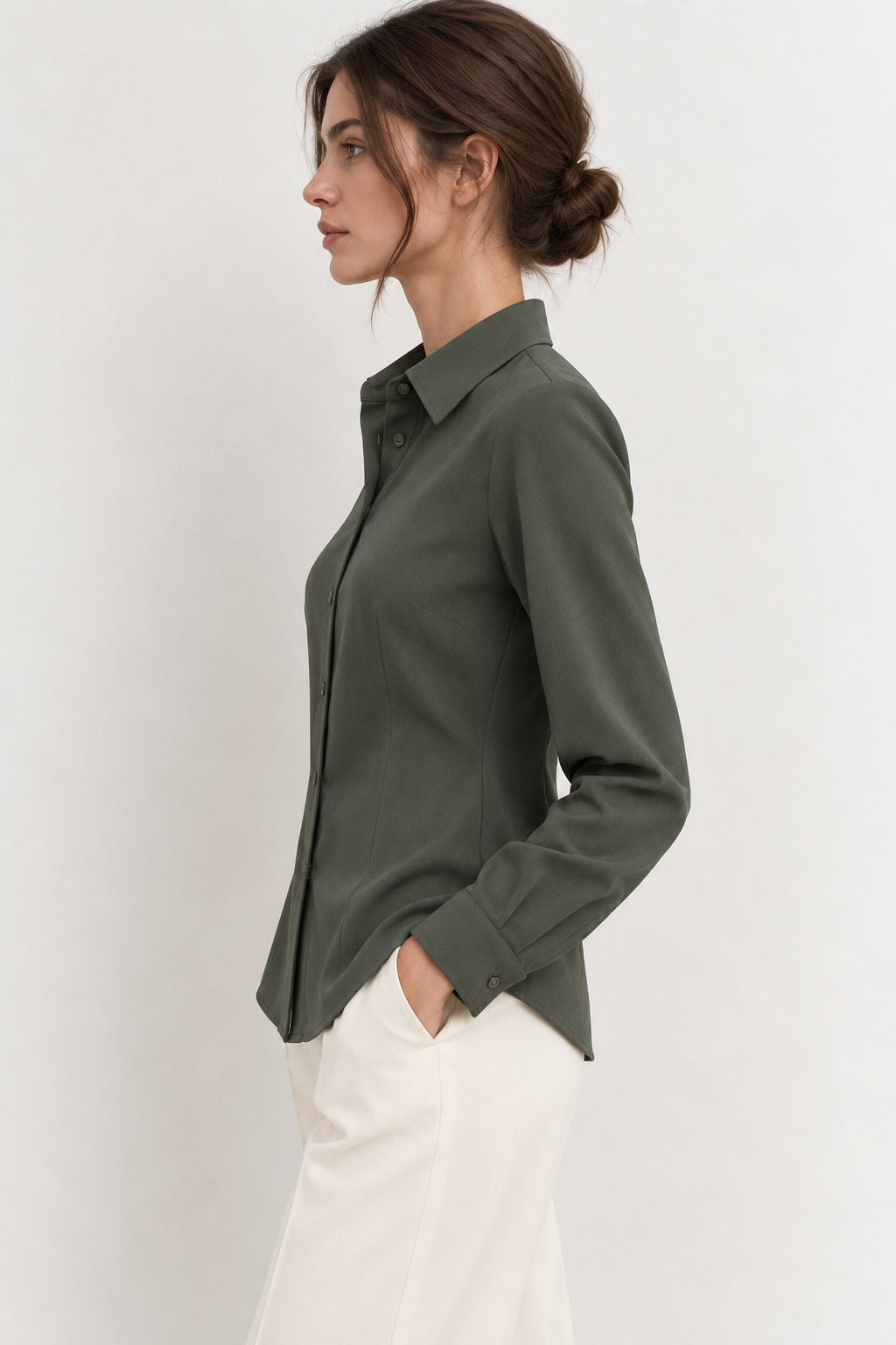 Emme Marella Camicia Donna Emmscalata Verde Sottobosco 2625116071200 003 EMME MARELLA