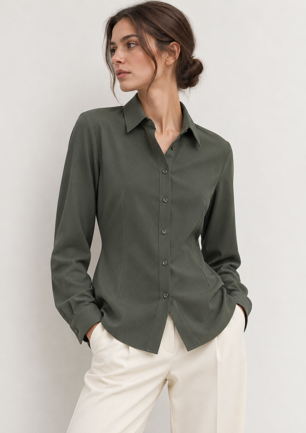 Emme Marella Camicia Donna Emmscalata Verde Sottobosco 2625116071200 003 EMME MARELLA