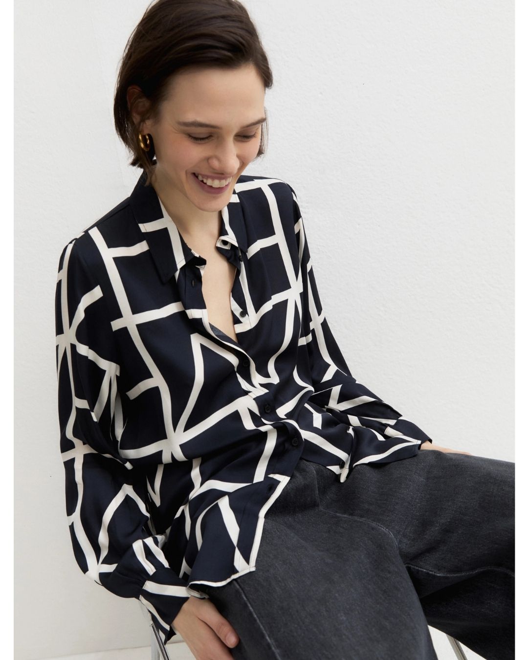 Camicia in twill di viscosa Emmparole Blu 2625116102200 008 EMME MARELLA