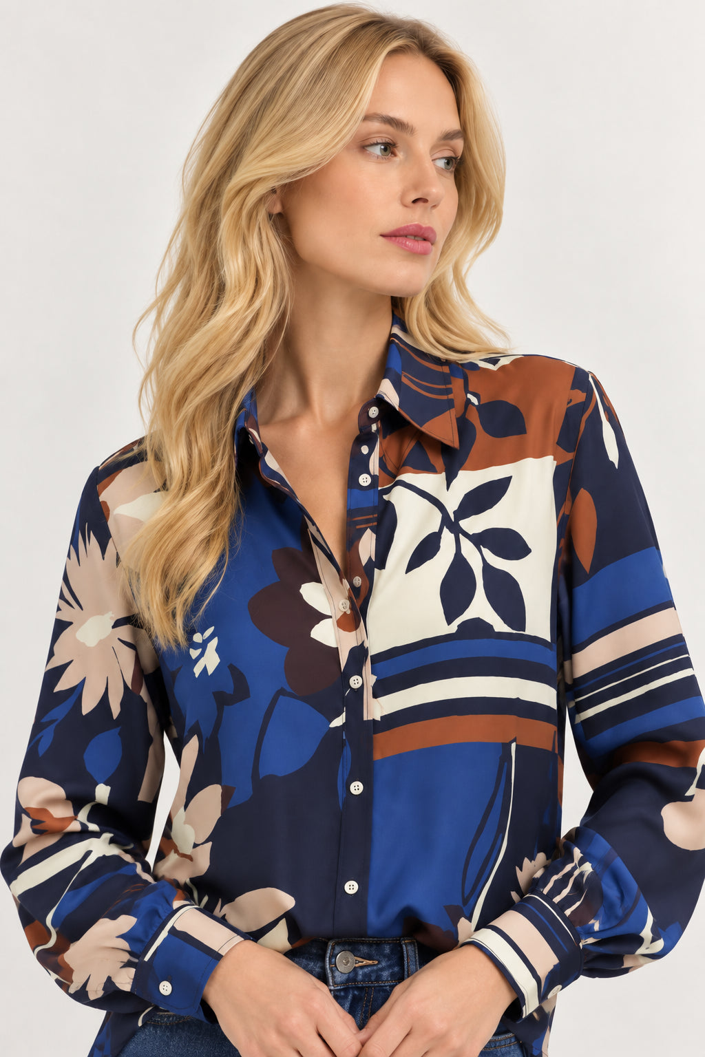 Emme Marella Camicia Donna Emmdenaro Bianco Floreale 2625116191200 001 EMME MARELLA