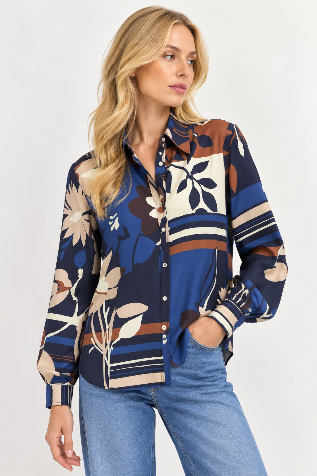 Emme Marella Camicia Donna Emmdenaro Bianco Floreale 2625116191200 001 EMME MARELLA