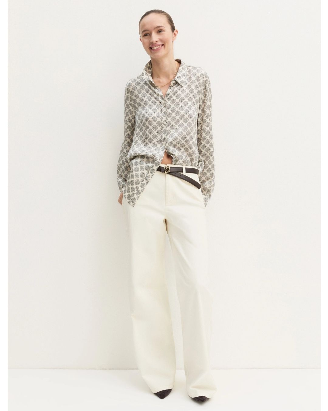 Camicia in raso stampato Emmdenaro Bianco lana 2625116191200 004 EMME MARELLA