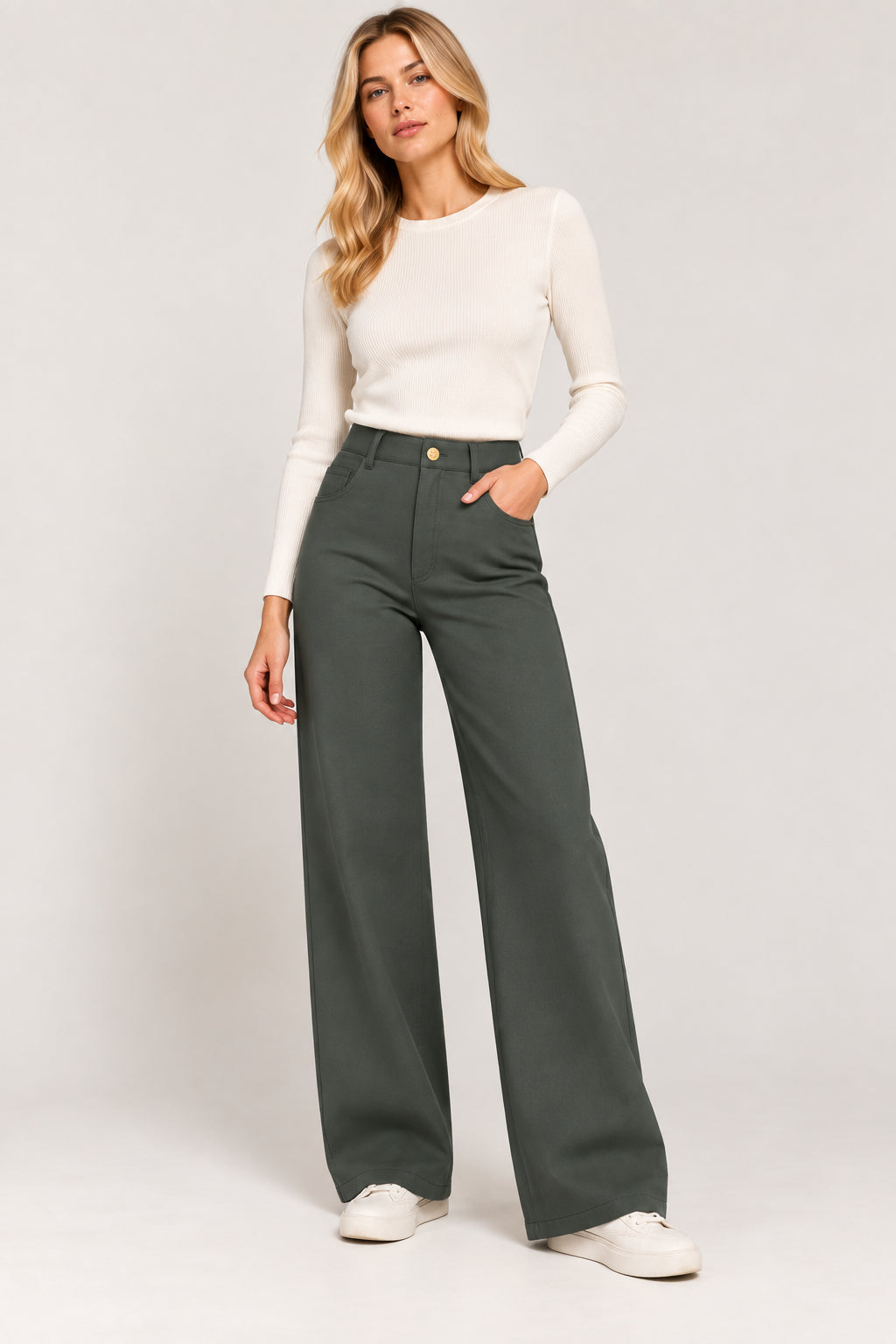 Emme Marella Pantalone Donna Emmfuxia Verde Sottobosco 2625136061200 003 EMME MARELLA