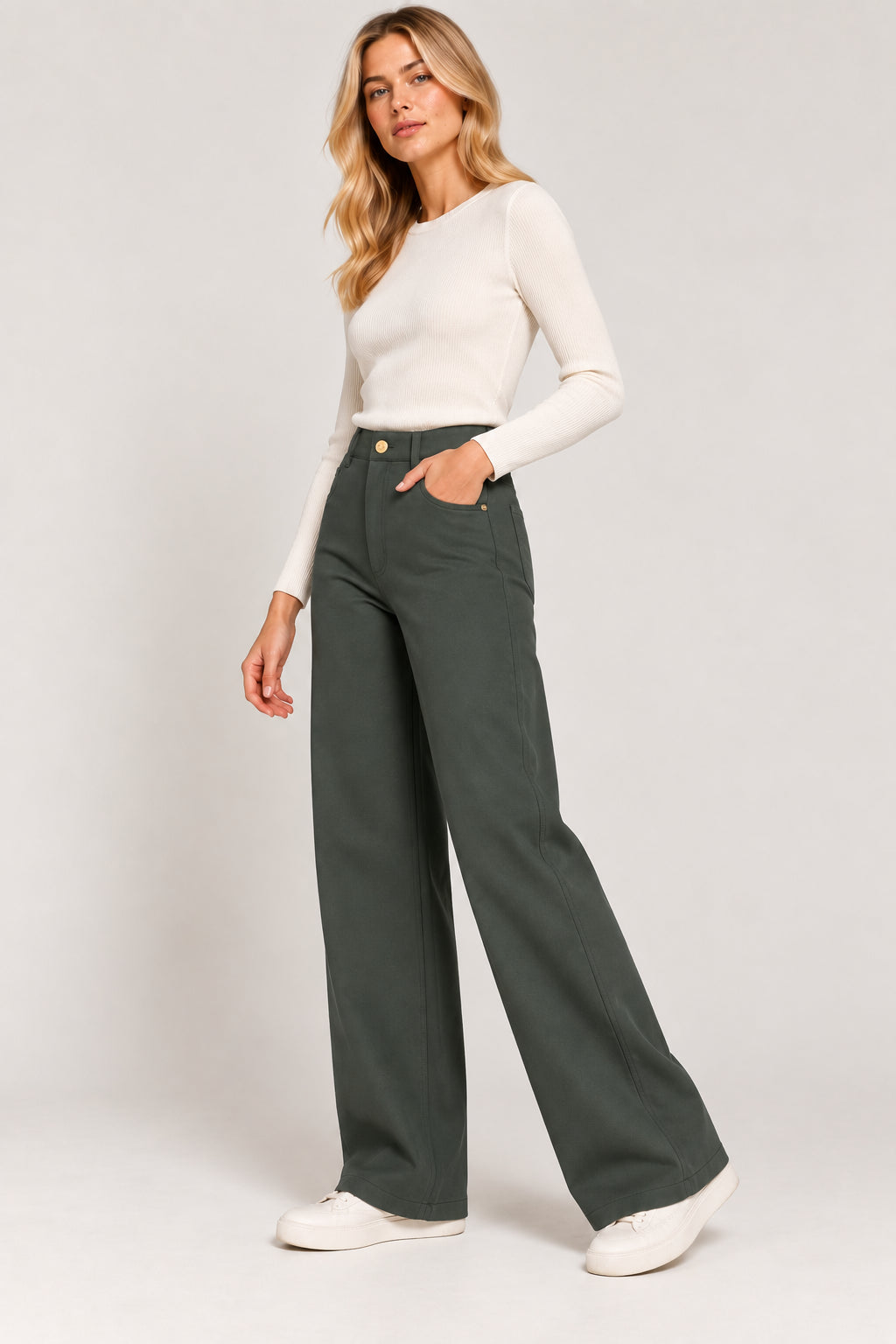 Emme Marella Pantalone Donna Emmfuxia Verde Sottobosco 2625136061200 003 EMME MARELLA