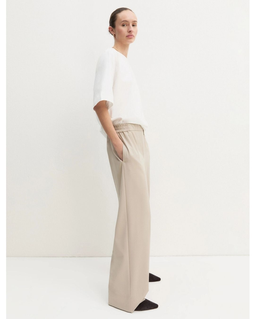 Pantalone dritto in flanella stretch Emmfiesta Ecru' 2625136111200 004 EMME MARELLA
