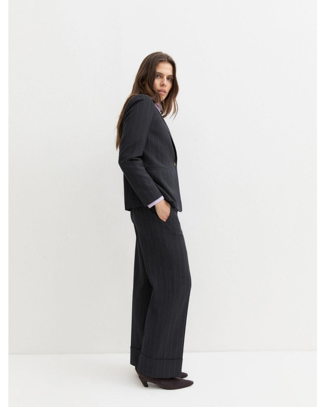 Pantalone dritto in gabardina stretch Emmpentola2 Blu 2625136202200 002 EMME MARELLA