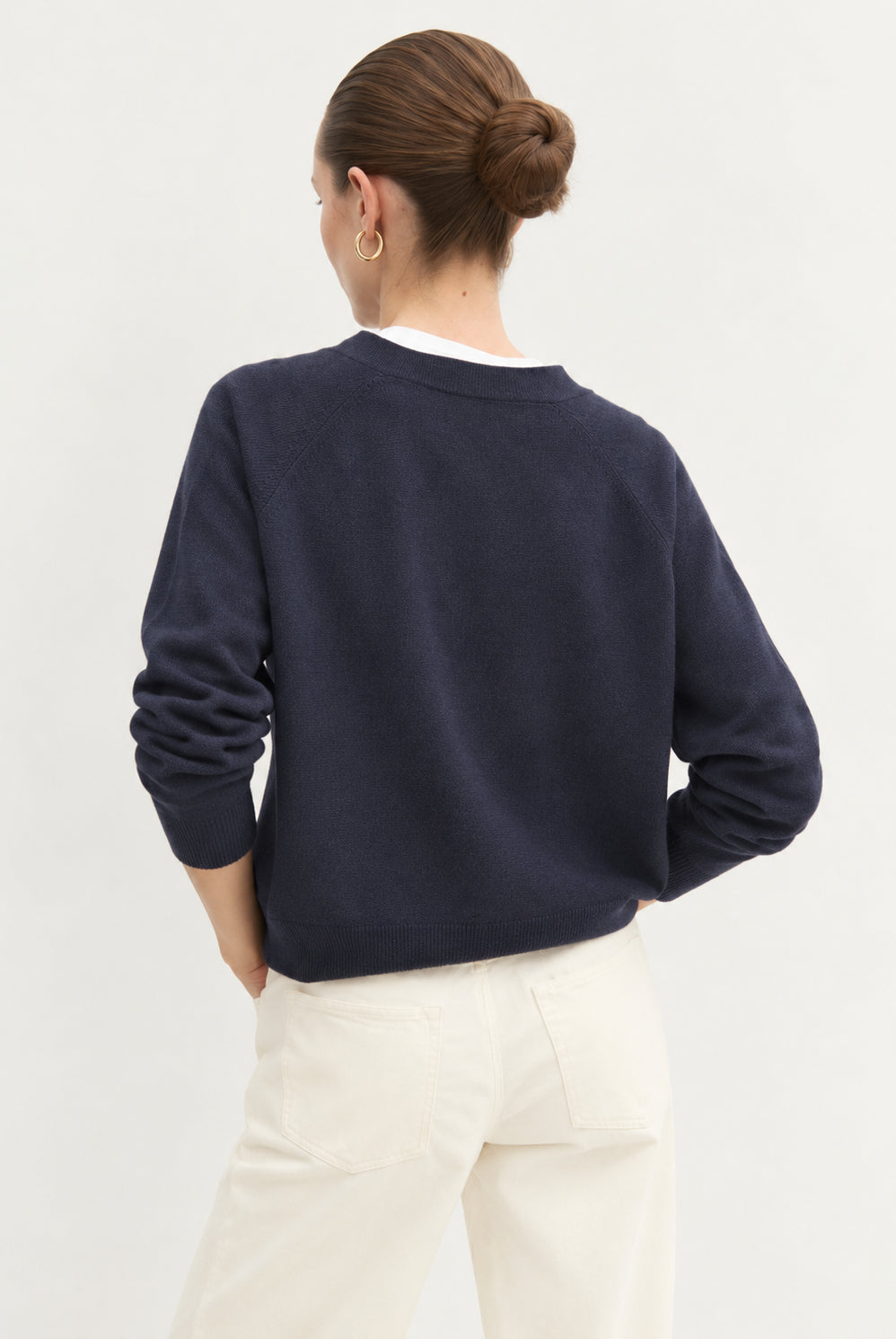 Cardigan dritto in viscosa stretch Emmbacini Navy 2625346041200 001 EMME MARELLA