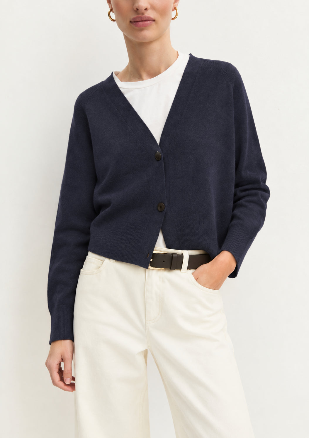Cardigan dritto in viscosa stretch Emmbacini Navy 2625346041200 001 EMME MARELLA